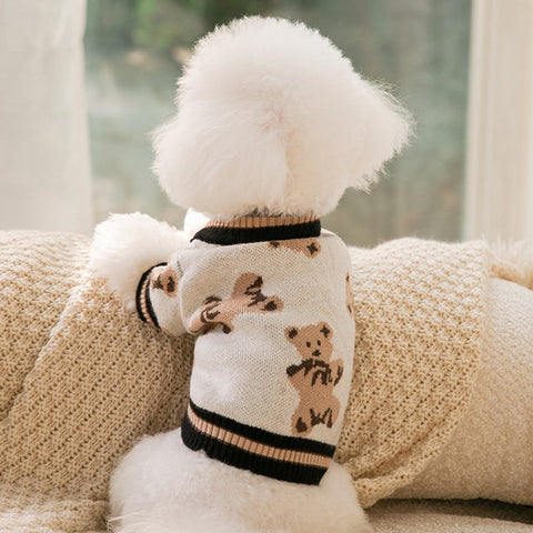 Bear Printed Pet Cardigan