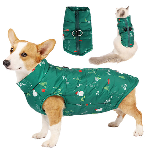 Christmas Style Windproof Dog Jacket With Harness