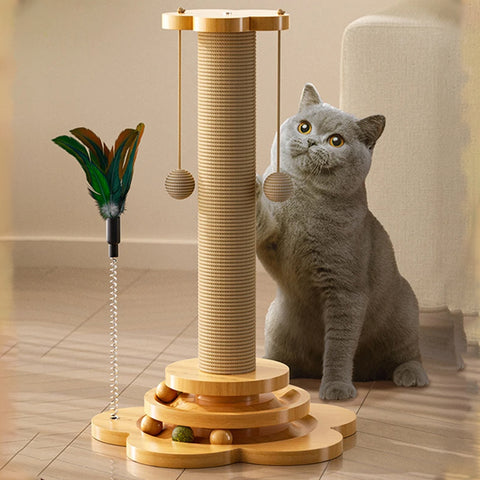 Cat Scratching Post Two-Layer Turntable with Interactive feather