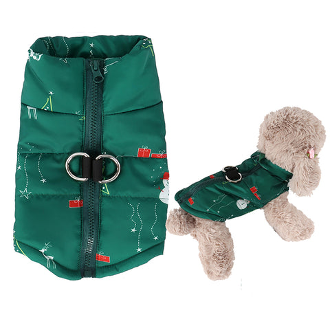 Christmas Style Windproof Dog Jacket With Harness