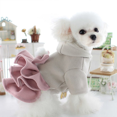 Thermal Fleece Bow Hooded Pet Dress