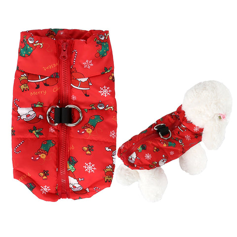 Christmas Style Windproof Dog Jacket With Harness