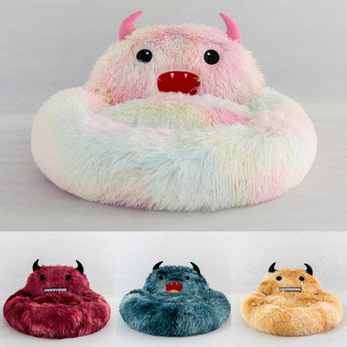 Plush Little Monsters Round Pet Bed