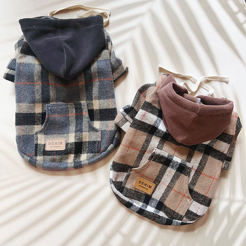 Dog plaid hooded sweatshirt