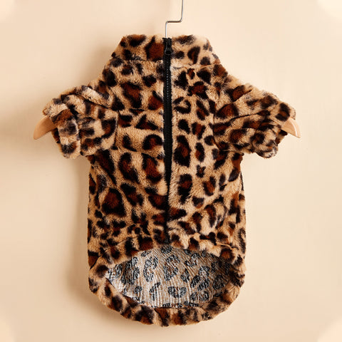 Dog Leopard Zipper Coat