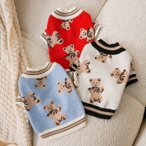 Bear Printed Pet Cardigan