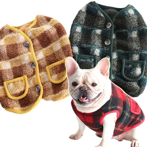 Windproof  Fleece Plaid Dog Vest