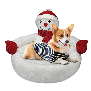Christmas Snowman Plush Pet Bed