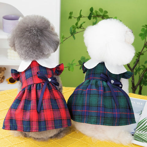 Bow Doll Collar Plaid Skirt