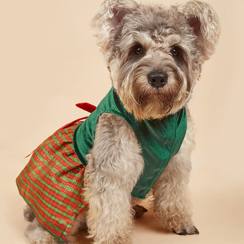 Christmas Bow Love Plaid Pet Skirt