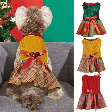 Christmas Bow Love Plaid Pet Skirt