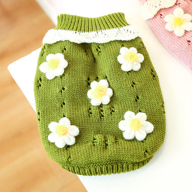 Floral Knitted Pet Sweater