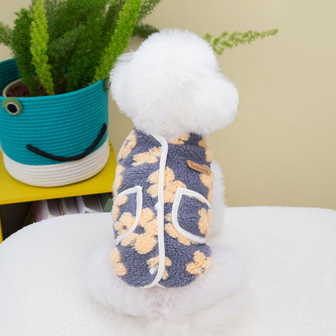 Coral Fleece Printed Button Pet Vest