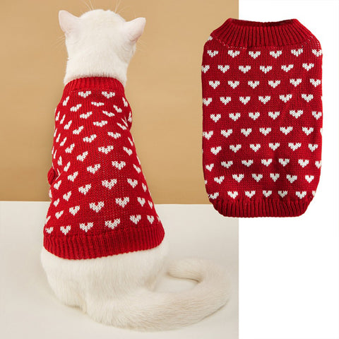 Knitted Hearts Pet Sweater