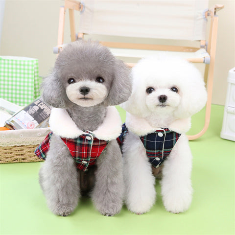 Bow Plaid Pet Cotton Skirt