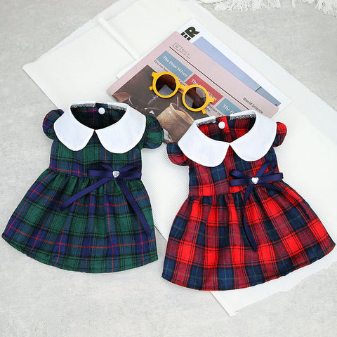 Bow Doll Collar Plaid Skirt