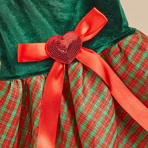 Christmas Bow Love Plaid Pet Skirt