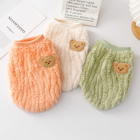 Bear Pattern Fleece Warm Vest
