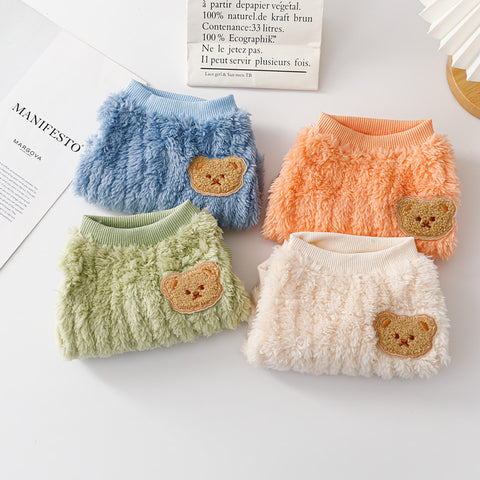 Bear Pattern Fleece Warm Vest