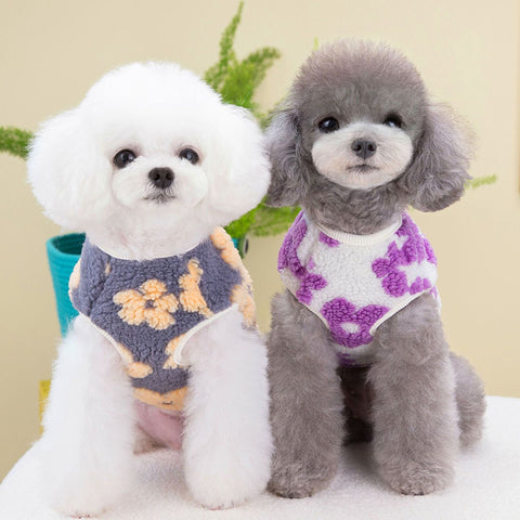 Coral Fleece Printed Button Pet Vest