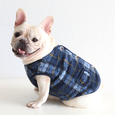 Windproof  Fleece Plaid Dog Vest