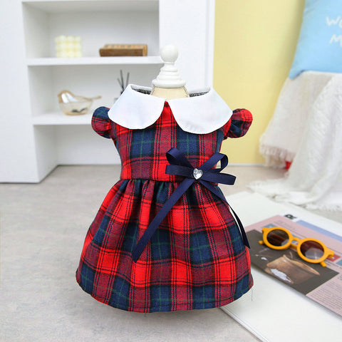 Bow Doll Collar Plaid Skirt