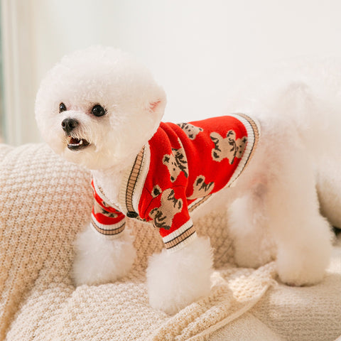 Bear Printed Pet Cardigan