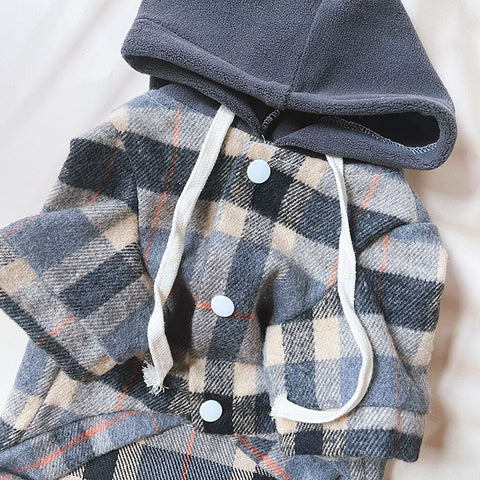 Dog plaid hooded sweatshirt