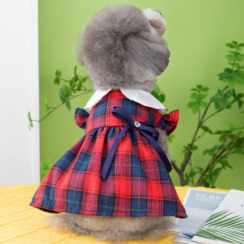 Bow Doll Collar Plaid Skirt