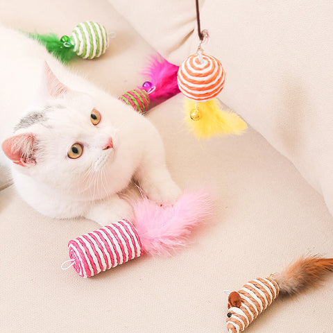 7PCS/Set Funny Cat Stick Feather Toy