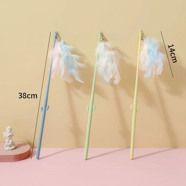 Cat Teaser Interactive Toy Rod with Bell Feather