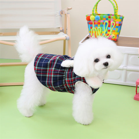 Bow Plaid Pet Cotton Skirt