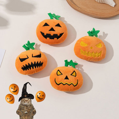 4PCS Halloween Pumpkin Interactive Plush Pet Toy