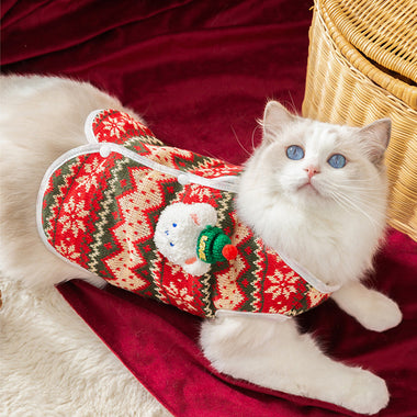 Christmas Knitted Cartoon Bear Pet Vest