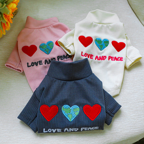 LOVE&PEACE Embroidered Pet Bottoming Shirt