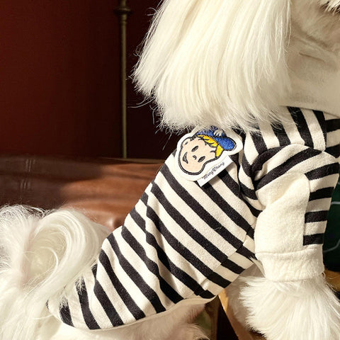 Striped Retro Turtleneck Pet Bottoming Shirt