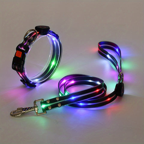 USB Rechargeable Adjustable LED light-up Dog Leash Collar