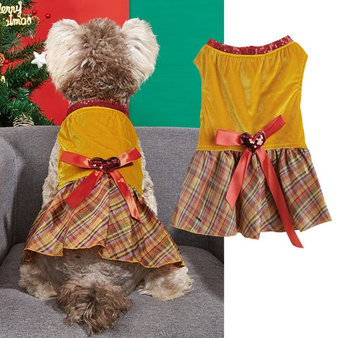 Christmas Bow Love Plaid Pet Skirt