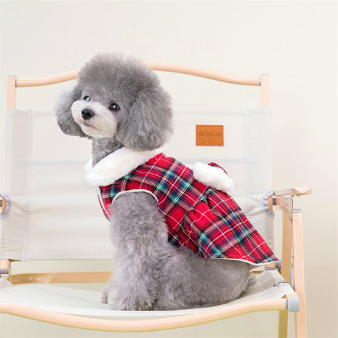 Bow Plaid Pet Cotton Skirt