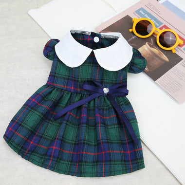 Bow Doll Collar Plaid Skirt
