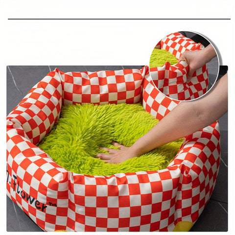 Detachable Plaid Pet Bed