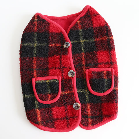 Windproof  Fleece Plaid Dog Vest