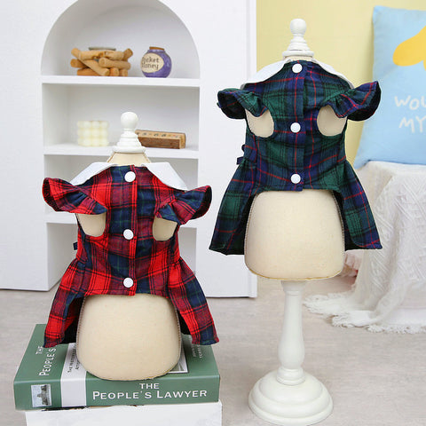 Bow Doll Collar Plaid Skirt