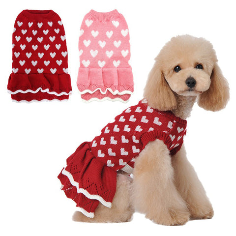 Knitted Hearts Pet Sweater
