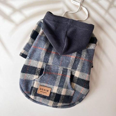 Dog plaid hooded sweatshirt