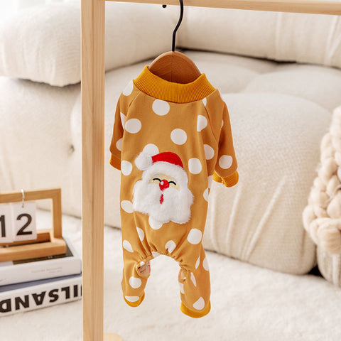 Polka Dot Santa Pet Four-Legged Jumpsuit