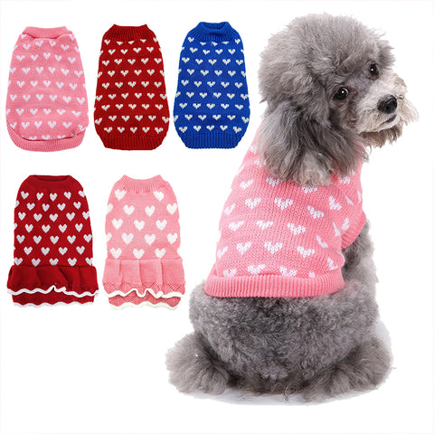 Knitted Hearts Pet Sweater