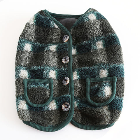 Windproof  Fleece Plaid Dog Vest