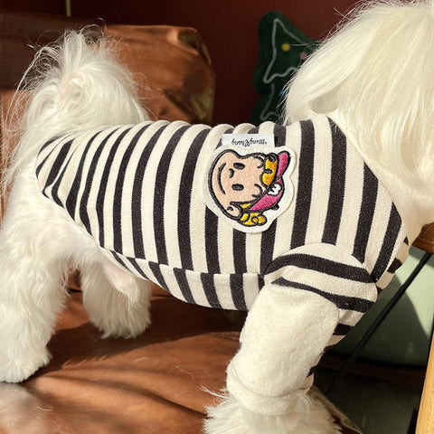 Striped Retro Turtleneck Pet Bottoming Shirt