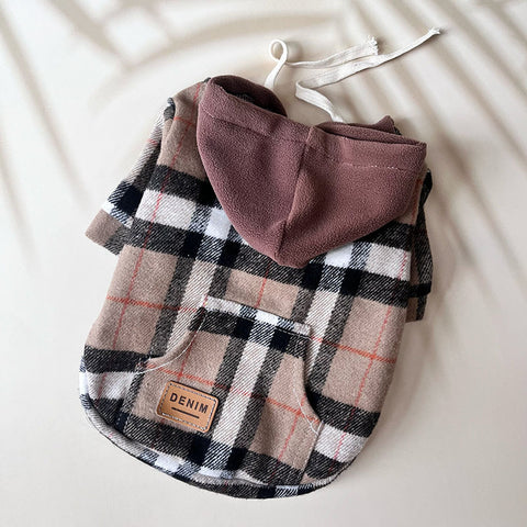 Dog plaid hooded sweatshirt